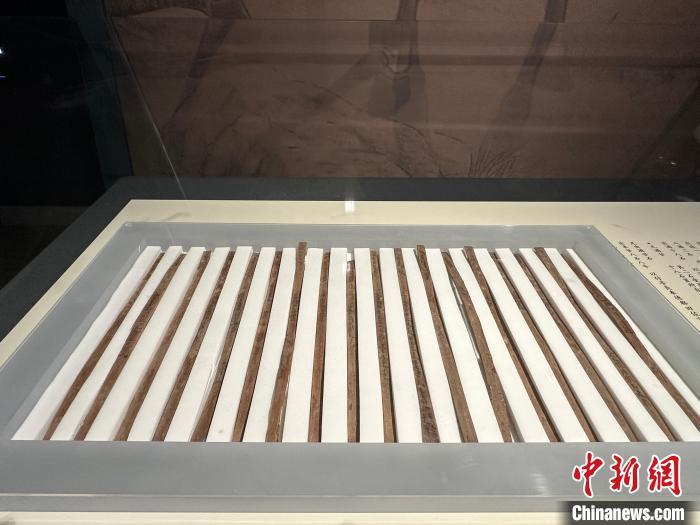 圖為甘肅簡牘博物館展陳的漢簡。中新社記者 戴文昌 攝
