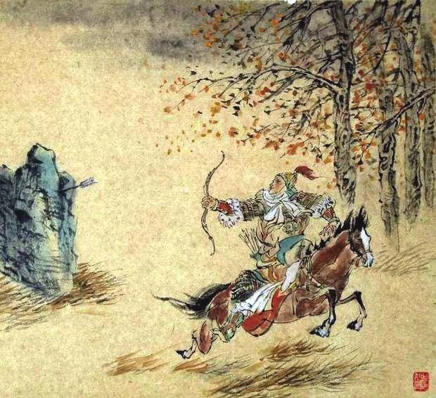 “林暗草驚風(fēng)，將軍夜引弓。”畫(huà)作